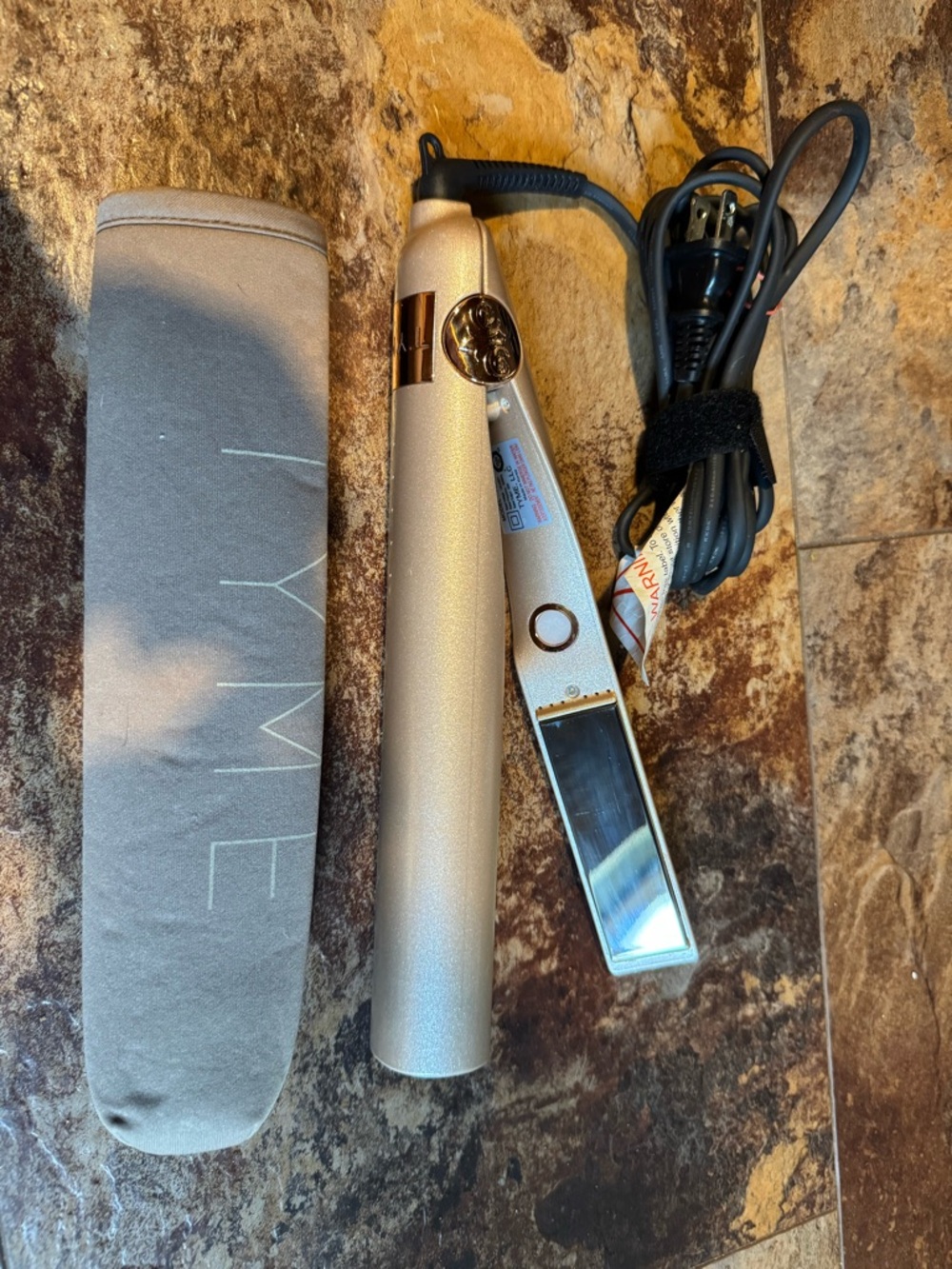 Gold Mini Flat Iron with Heat-Resistant Sleeve